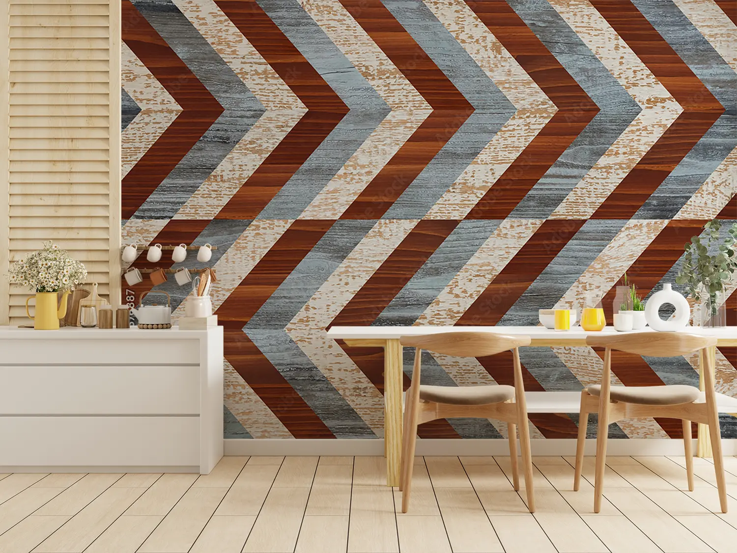 Chic Chevron Wood Pattern for Walls - Roomeo