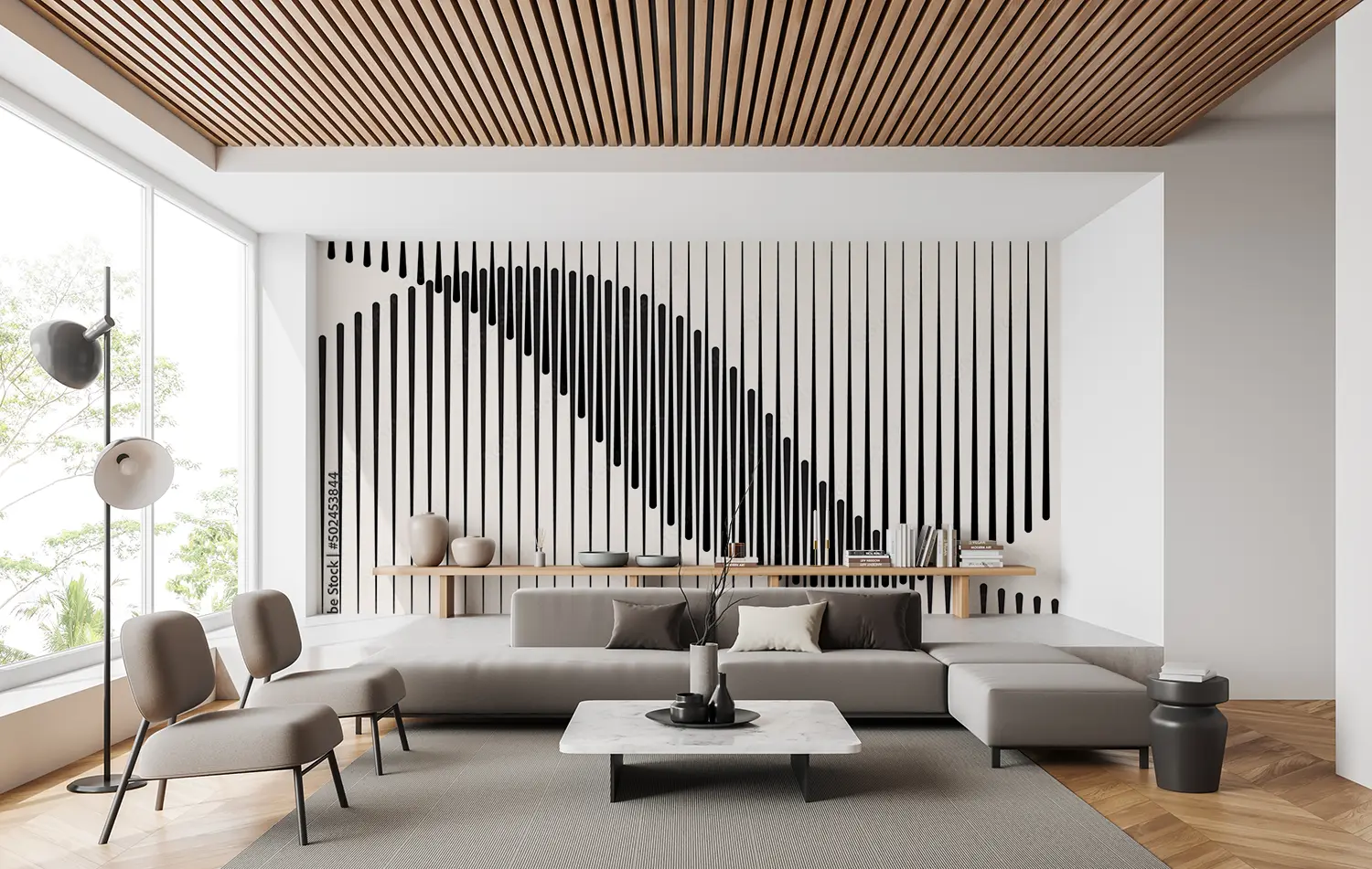 Swirl: Black and White Minimalist Wall Pattern - Roomeo